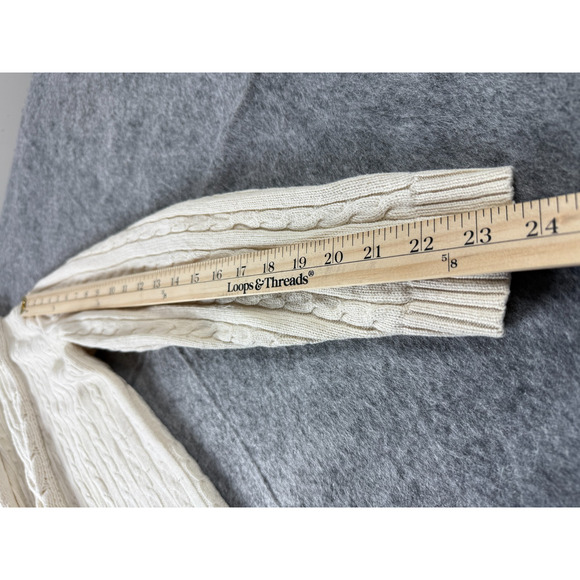 Ralph Lauren Cardigan Sweater Cable Knit Silk Cashmere Size XL Cream READ - Picture 9 of 16